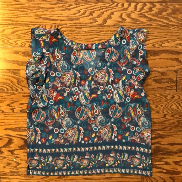 LOFT Petite Floral Paisley Flutter Top XSP - Picture 3 of 4